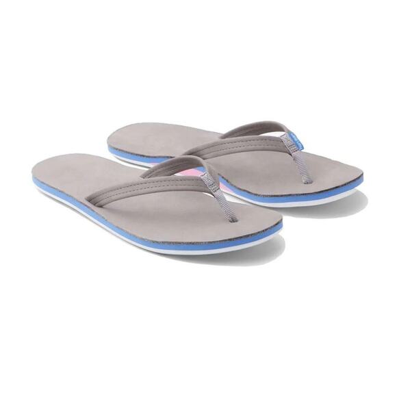 Hari Mari Womens Flips Flops Size 7 Fields Sandal Gray Blue Pink NEW Leather - Picture 1 of 9